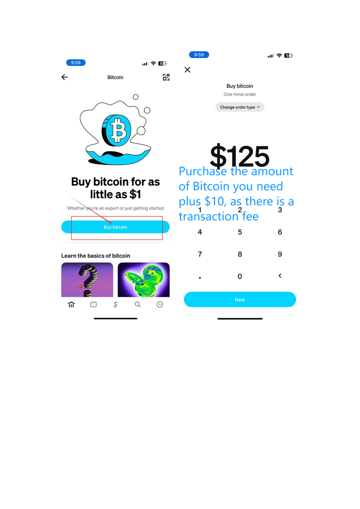 Cash App buy bitcoin amount screen