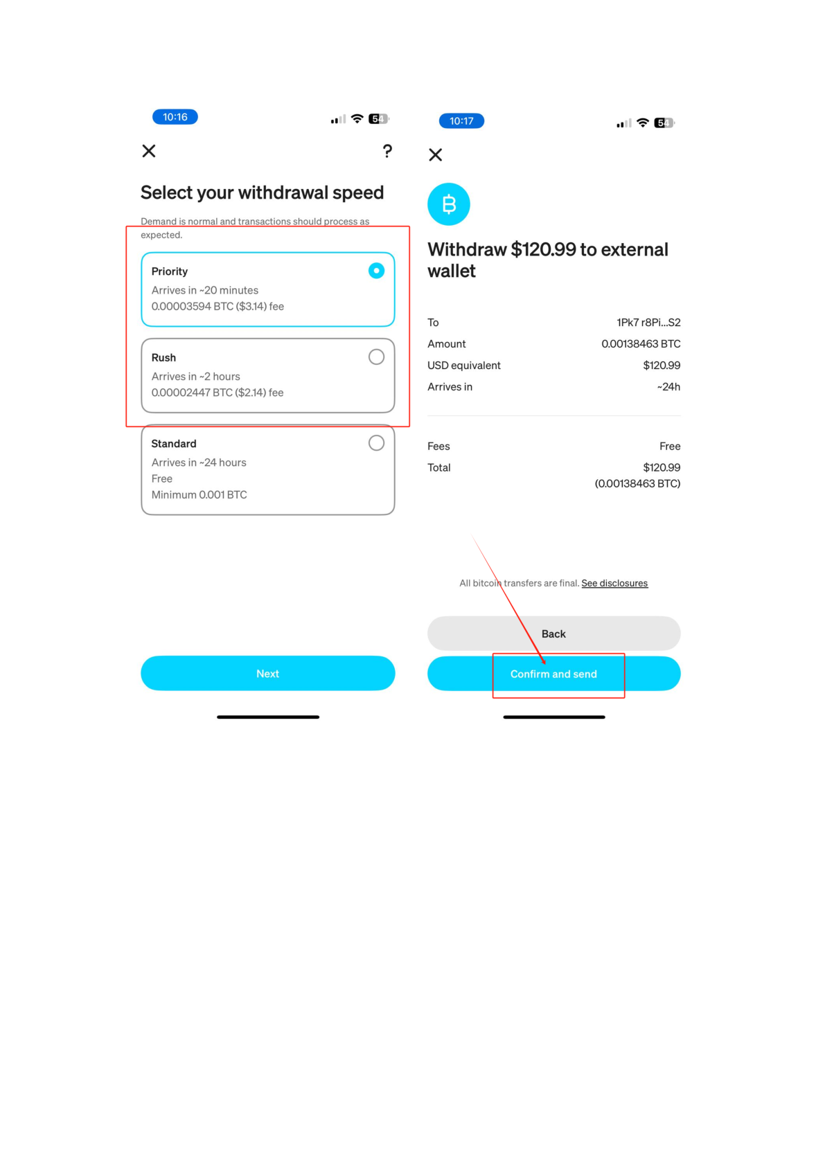 Cash App withdrawal speed screen