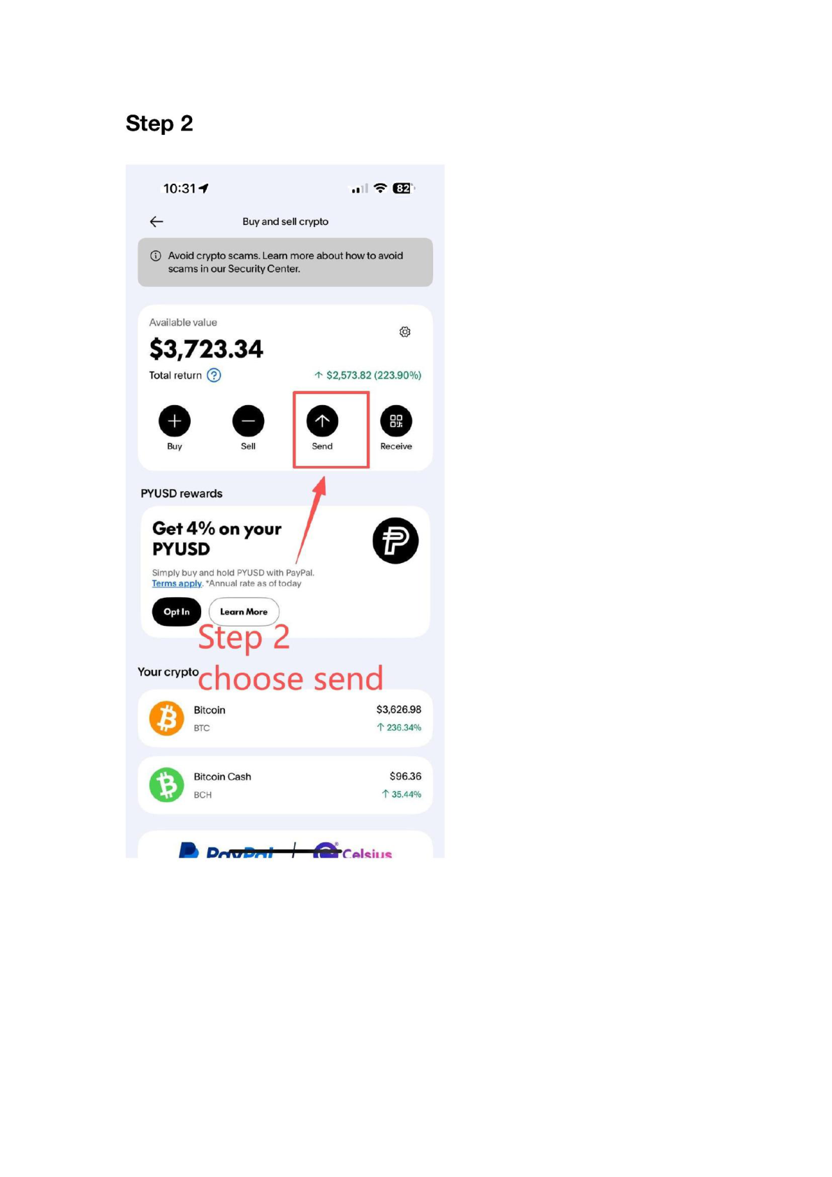 PayPal crypto send button